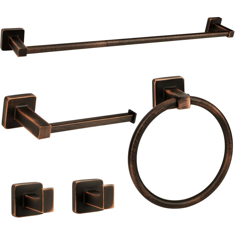 5 Piece Antique Bathroom Hardware Accessories Set Oil Rubbed Bronze,24 Inch Towel Bar Set,Towel Rack Set,Bathroom Towel Holder Set