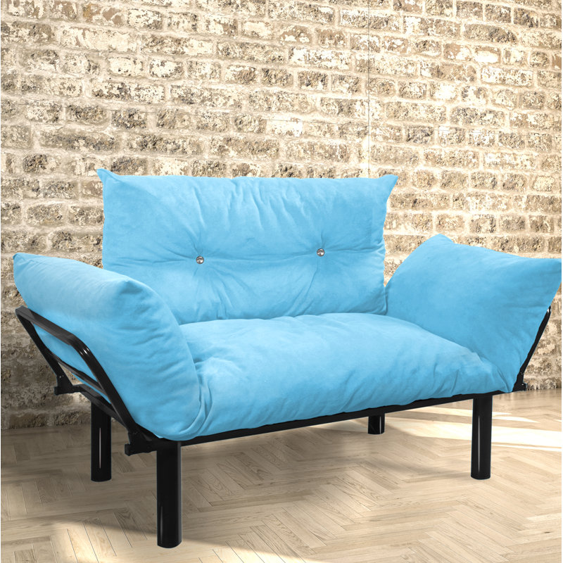 Ewald Upholstered 49'' Sofa, Turquoise Microfiber/Microsuede