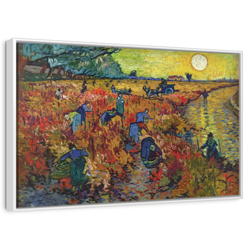 Vignes rouges à Arles, 31 po x 21 po, Cadre flottant blanc