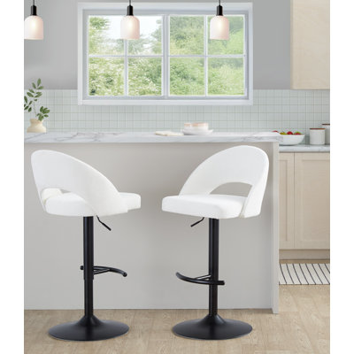 Tabouret de bar réglable Resme avec repose-pieds en T arrondi (ensemble de 2)