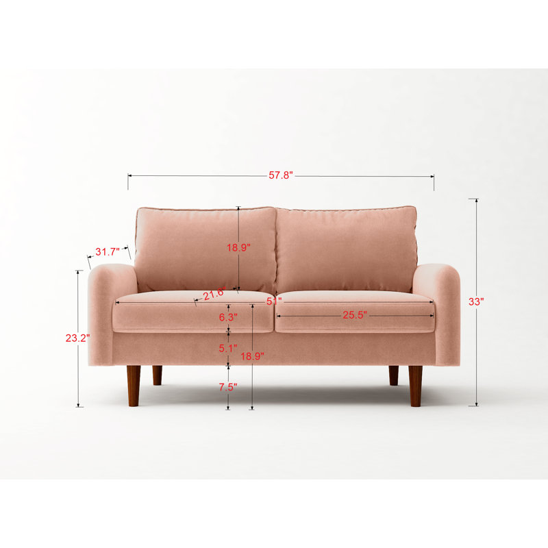 Morrone 57.8'' Velvet Loveseat, Rose Velvet