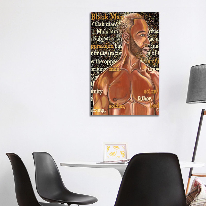 Black Man - Painting on Canvas, No Framed, 20.32 cm H x 30.48 cm W