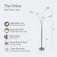 Lampe sur pied à DEL arquée moderne à 5 branches en nickel 74 po avec têtes métalliques rotatives Orion-119009268