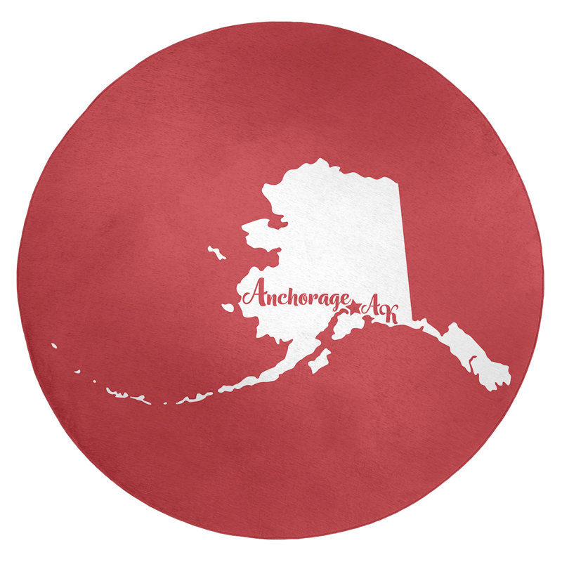 Tapis de zone rouge en poly-chenille alaska ancrage, Rond 5 pi