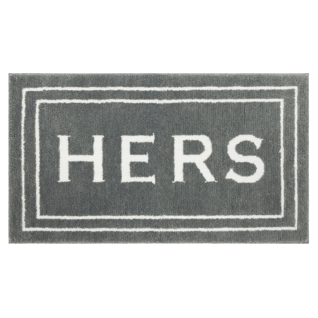 Ghobad Hers Bordered Polyester Machine Washable Bath Rug Ebern Designs Color: Pewter Size: 24" W x 40" L