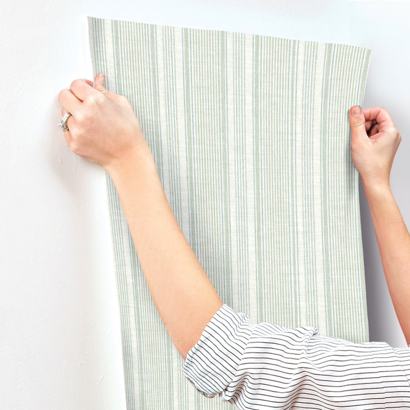 Ayanna Light Green Striped Wallpaper, Green