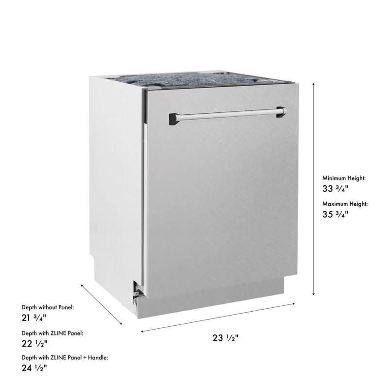 ZLINE 24 in. Tallac Series 3rd Rack Tall Tub Dishwasher, 51dBa, Satin Stainless Steel