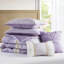 Édredon très grand / très grand seersucker avec 2 taies décoratives et coussins décoratifs - Microfibre, style chic décontracté avec des volants en dentelle à motif floral, rembourrage, nettoyage des taches, emballage comprimé, pelucheux, vapeur