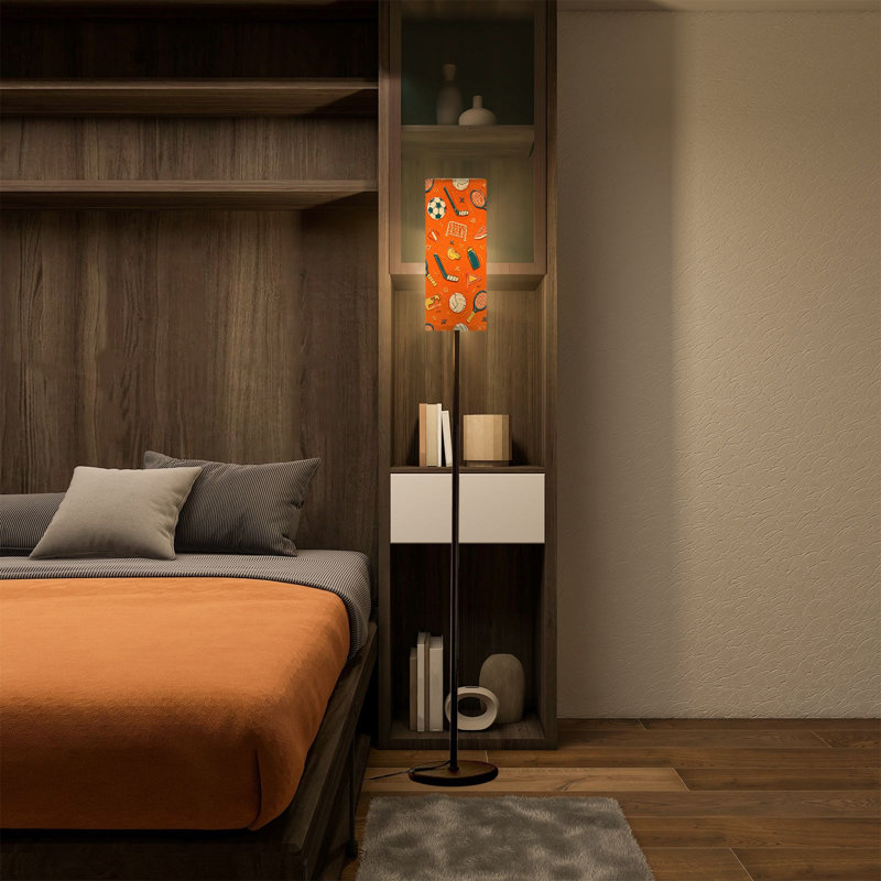 PeeNoke 68.5" Standing Floor Lamp Thin Activity Exercise Seamless Orange Fitness Dimmable Metal Pole Lamp with Linen Lampshade LED Bulb Included