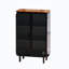 Buffet 28,36 po noir avec portes en verre et plateau en bois, armoire de rangement de cuisine et armoire d'appoint