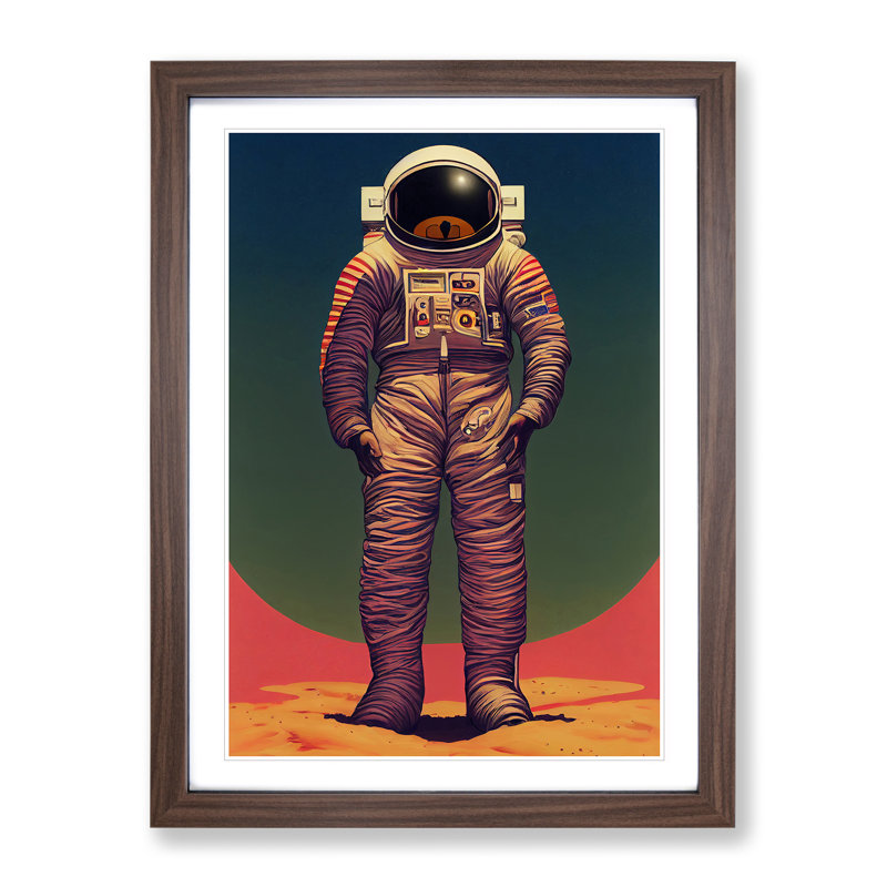 Astronaut Arrival - Single Picture Frame Print, 64cm H x 46cm W x 2cm D, Walnut Framed