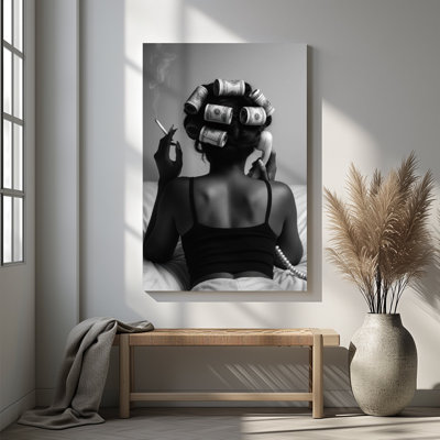 1pc Framed Canvas Wall Art Prints Poster, Fashion African American Woman Art Posters Canvas Print Painting for Living Room Bedroom Office Bathroom Dorm Home Decor, Ready To Hang