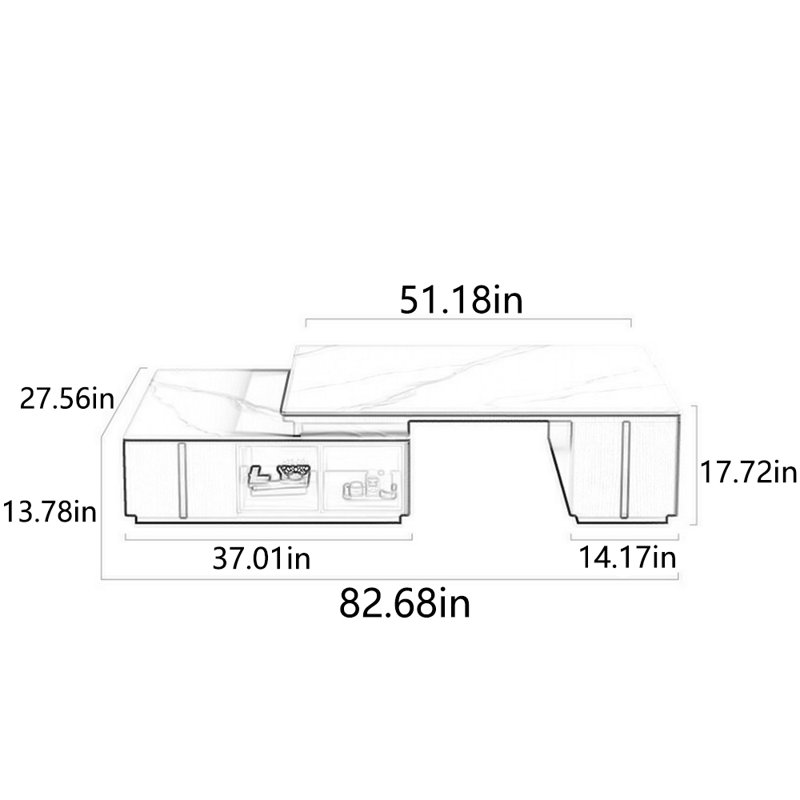 Grande table à thé rétractable