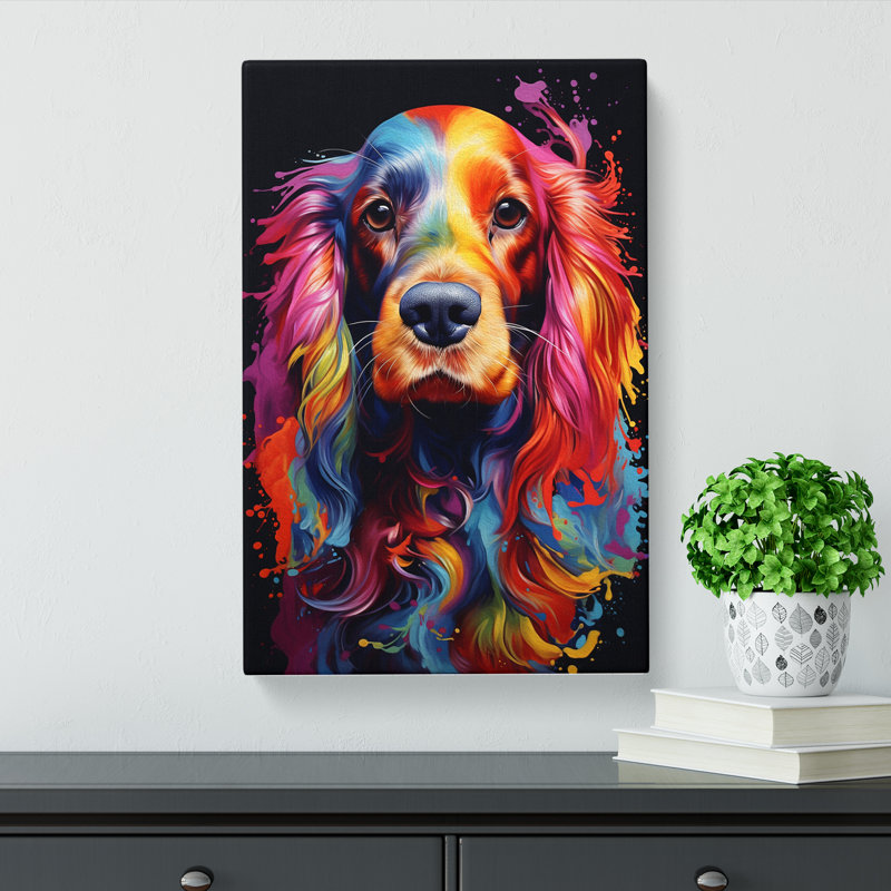 Cocker Spaniel Neo-Plasticism - Wrapped Canvas, 60cm H x 40cm W x 3cm D