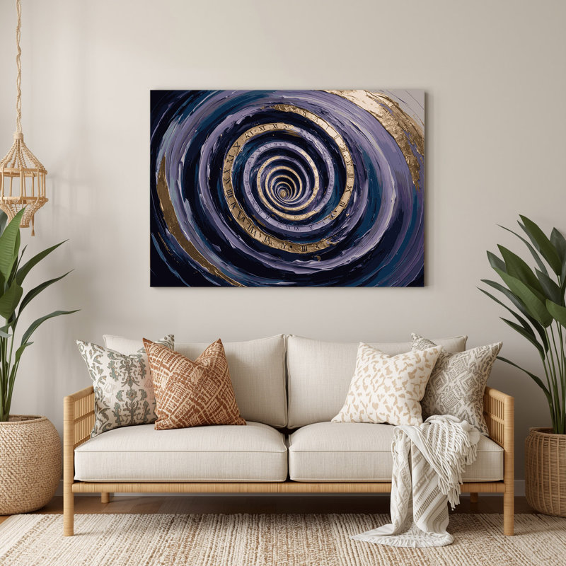Art mural gris Sci Fi Time spiral vortex, H 144 po x l 216 po x P 0,05 po