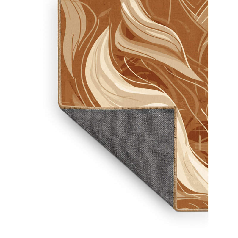 Tapis brun moelleux moelleux et moelleux à motif abstrait éclectique Rodin, 6 X 9