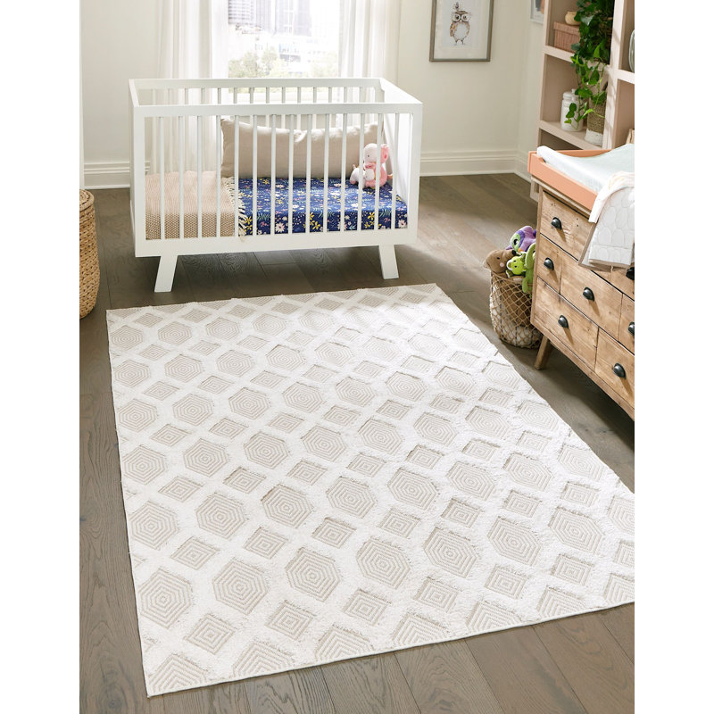 Jordalier Cotton Moroccan Indoor Rug, Rectangle 6'4" x 9'