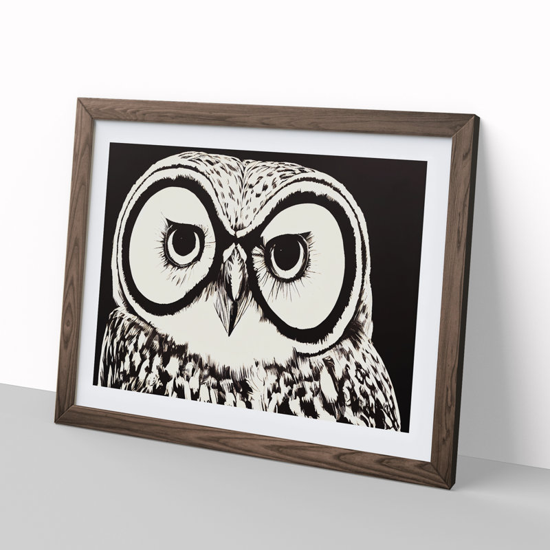 Dynamic Owl - Single Picture Frame Print, 34cm H x 46cm W x 2cm D, Walnut