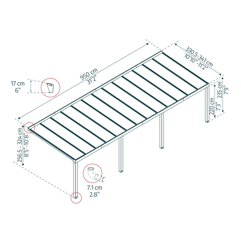 Stockholm 3m W x 10m D Patio Awning