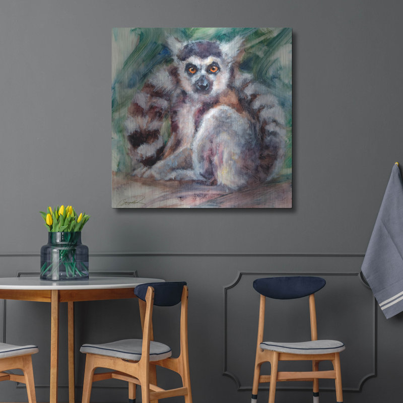 «Ring Tailed Lemur» par Robert Campbell, art mural en métal, H 36 po x l 36 po