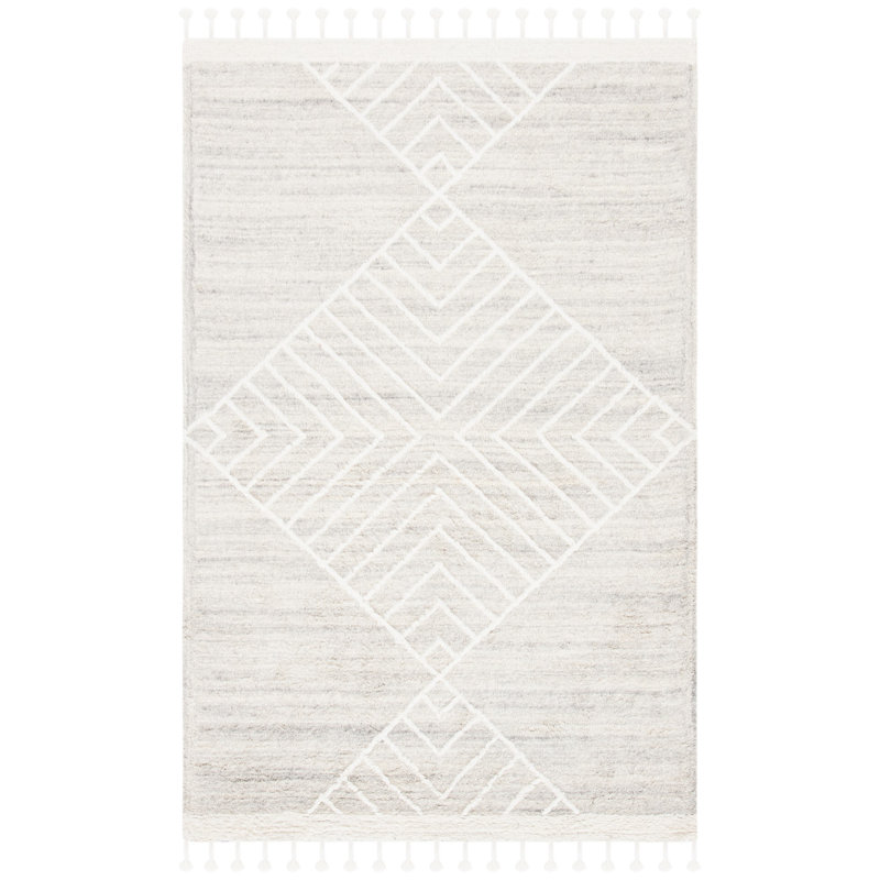 Adelia Geometric Hand Tufted Wool Beige Area Rug, Rectangle 2' x 3'
