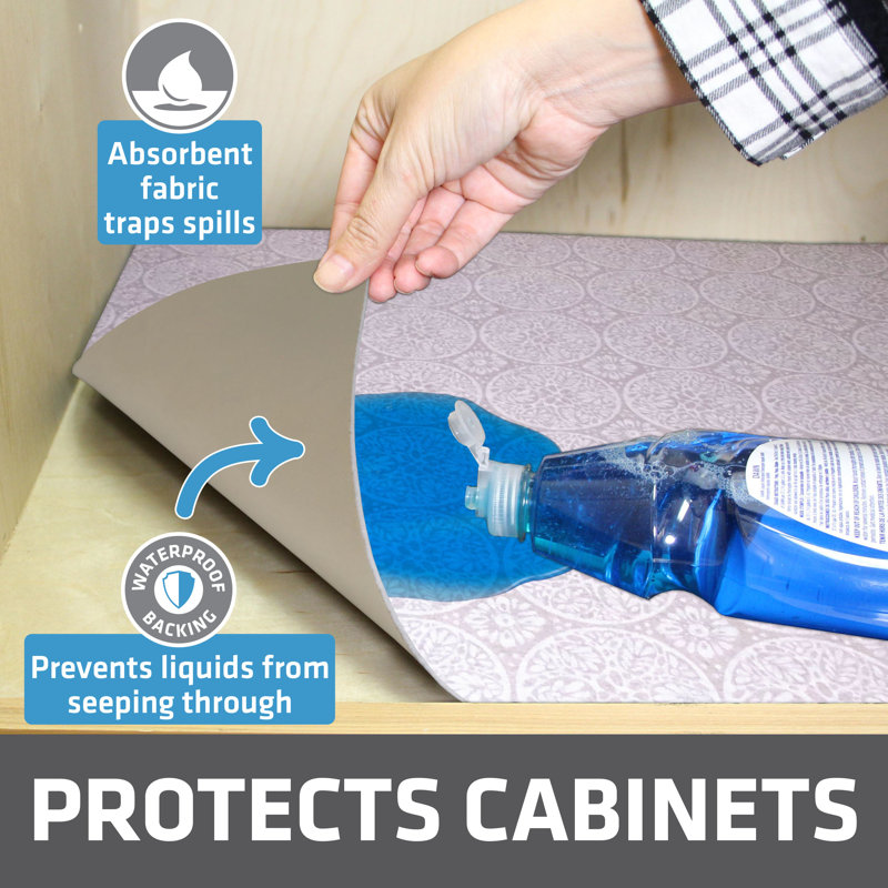 Tapis sous-lavabo XL, doublure d'armoire protectrice pour la cuisine et la salle de bain - absorbant, imperméable et ajustable (24 po x 59 po) (brun clair) (fabriqué aux États-Unis)