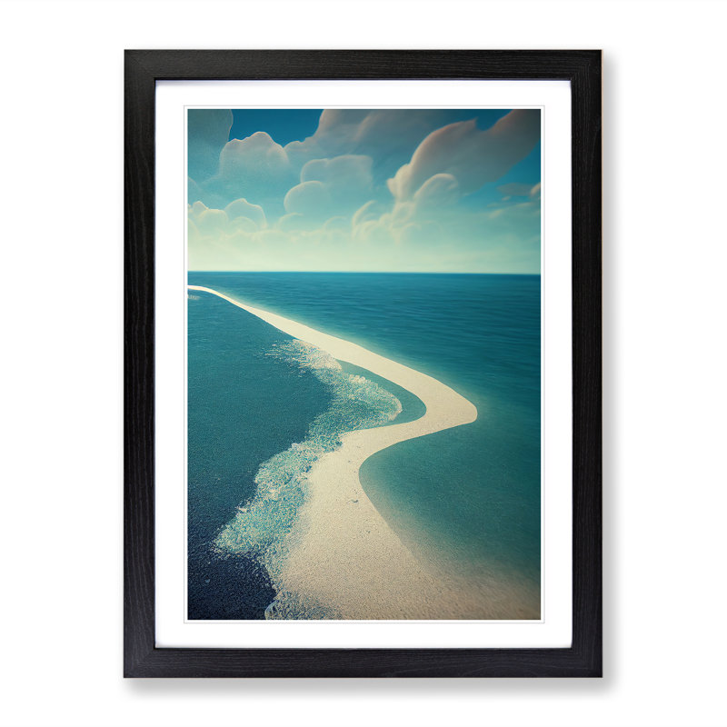 Beach Divide - Single Picture Frame Print, Black Framed, 64cm H x 46cm W x 2cm D