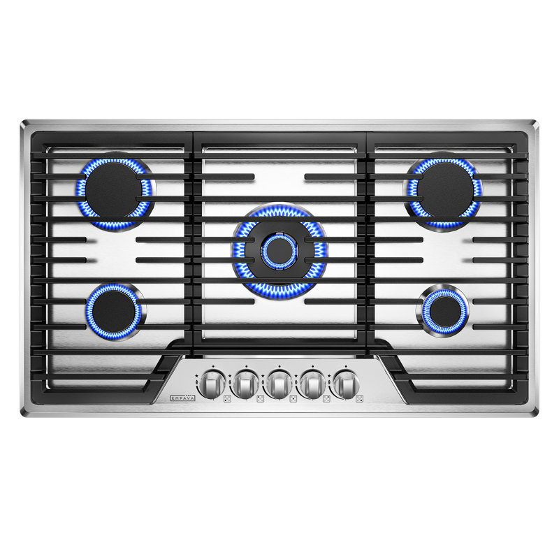 36 In. 5 Burners Recessed Natural Gas Cooktop In Stainless Steel With Lp Convertible - 18k Btu Kitchen Stove