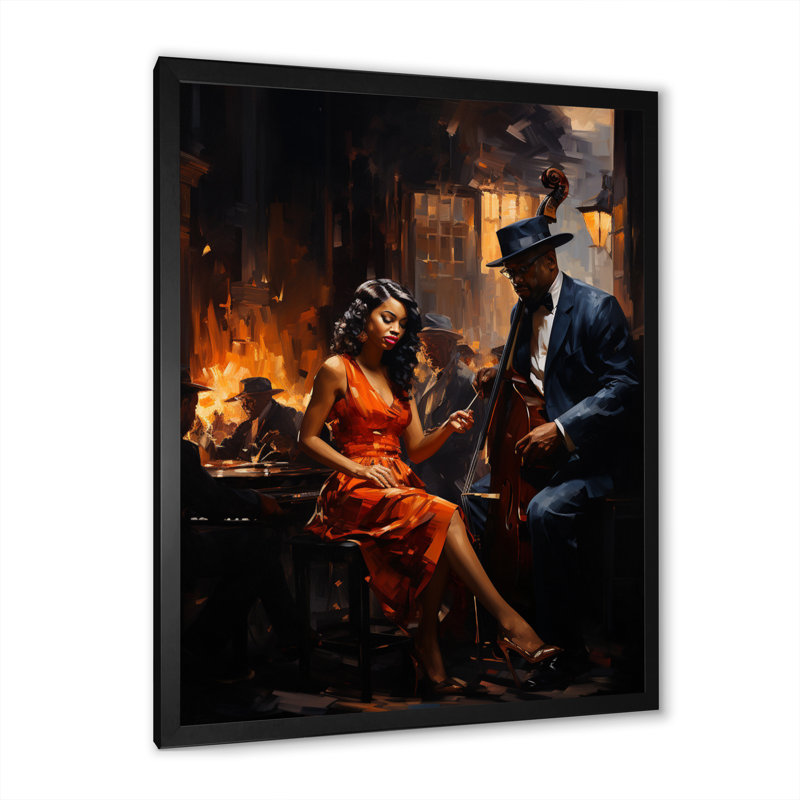 Berlinde Music In Harlems II sur impression sur toile, H 32 po x l 16 po x P 1 po, Cadre photo noir