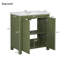 Meuble-lavabo de ferme 30 po avec lavabo en céramique, porte à fermeture en douceur, tablette réglable, armoire de rangement vert olive, structure en bois moderne, conception spacieuse et surface facile à nettoyer-118003333