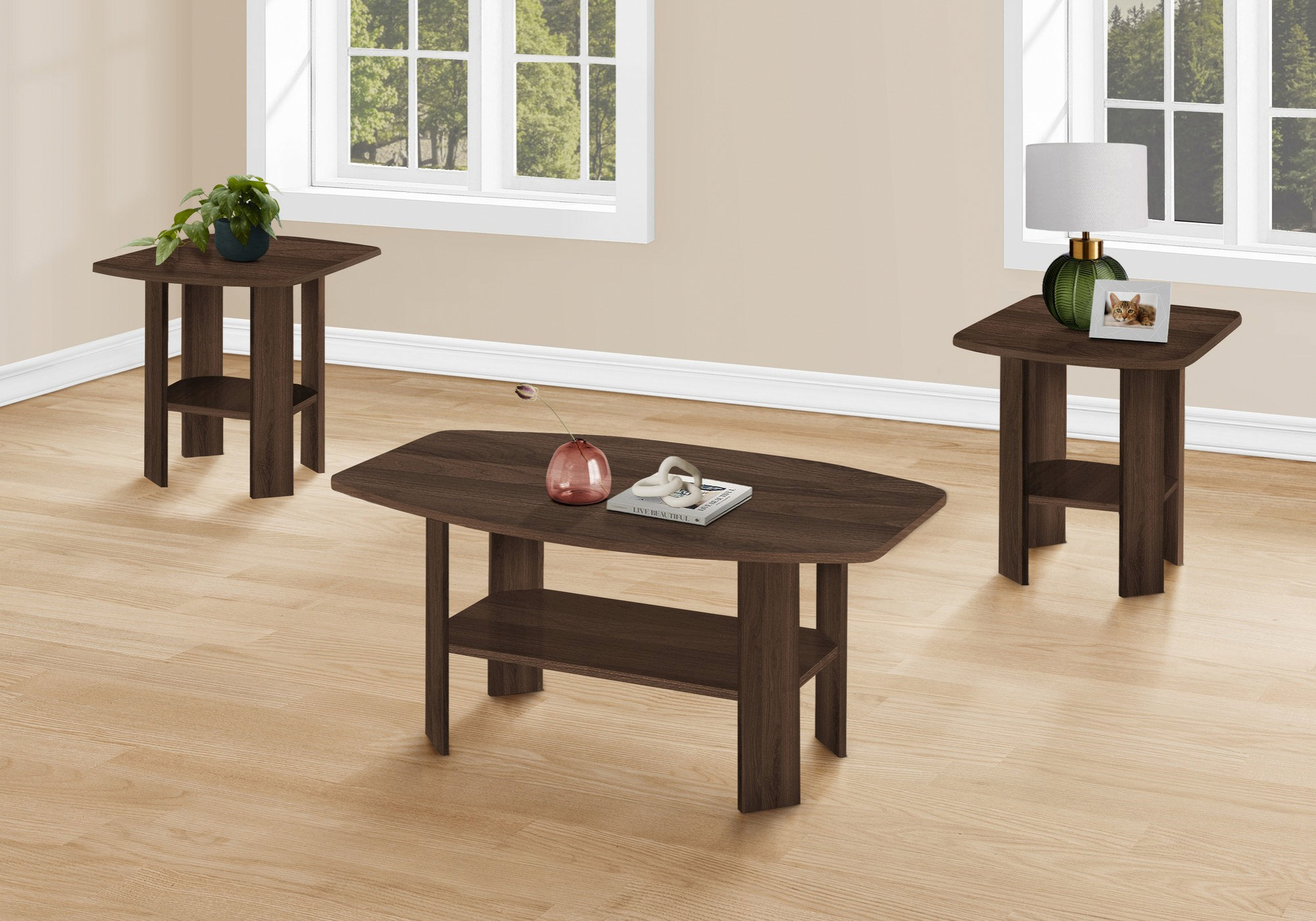 Latitude Run® Three Pieces Coffee Table Set With Shelf For Living Room ...