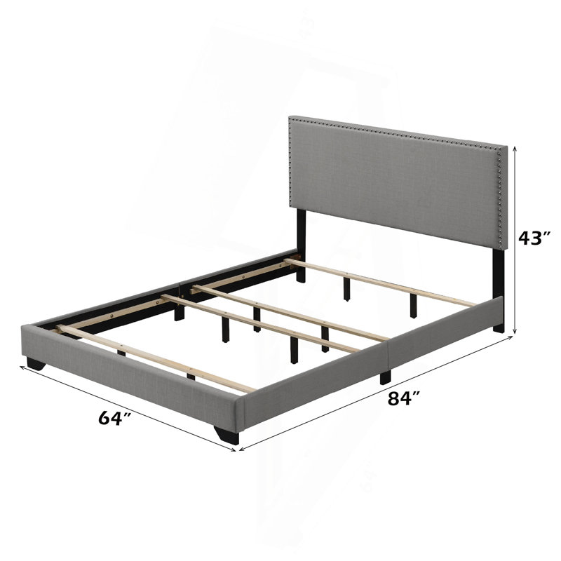 Grand lit en tissu gris clair Leandros