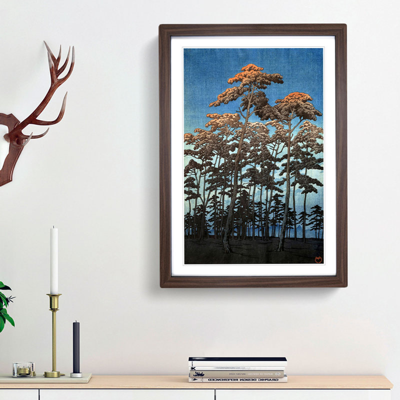 Autumn Woodland by Hasui Kawase - Single Picture Frame Painting, 33cm H x 24cm W x 2cm D, Walnut Framed