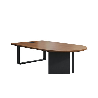 Table de conférence 55,12 po en bois massif minimaliste avec une douille multifonctionnelle