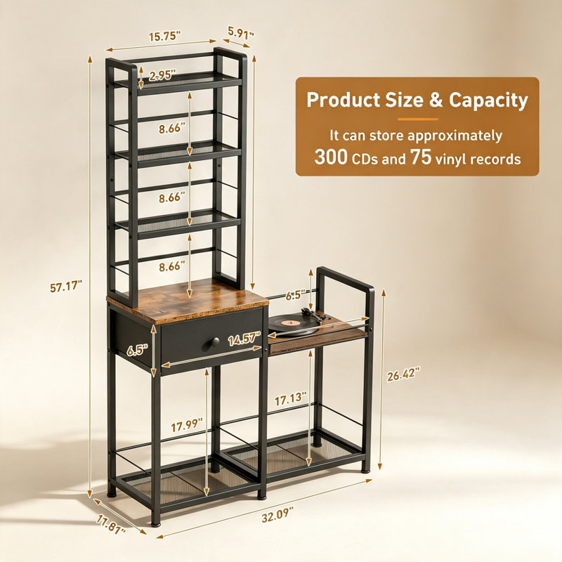145 cm H Media Shelves