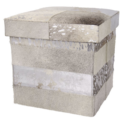 Repose-pieds de rangement rectangulaire en cuir véritable rayé de 17 po Dutson