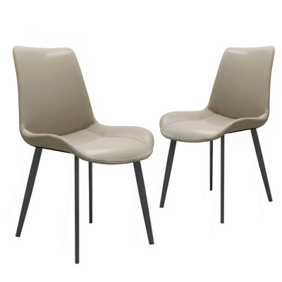 Chaise de salle à manger en cuir synthétique avec pieds en métal, ensemble de 2 chaises rembourrées modernes pour la cuisine, le restaurant, le salon et la salle de réunion