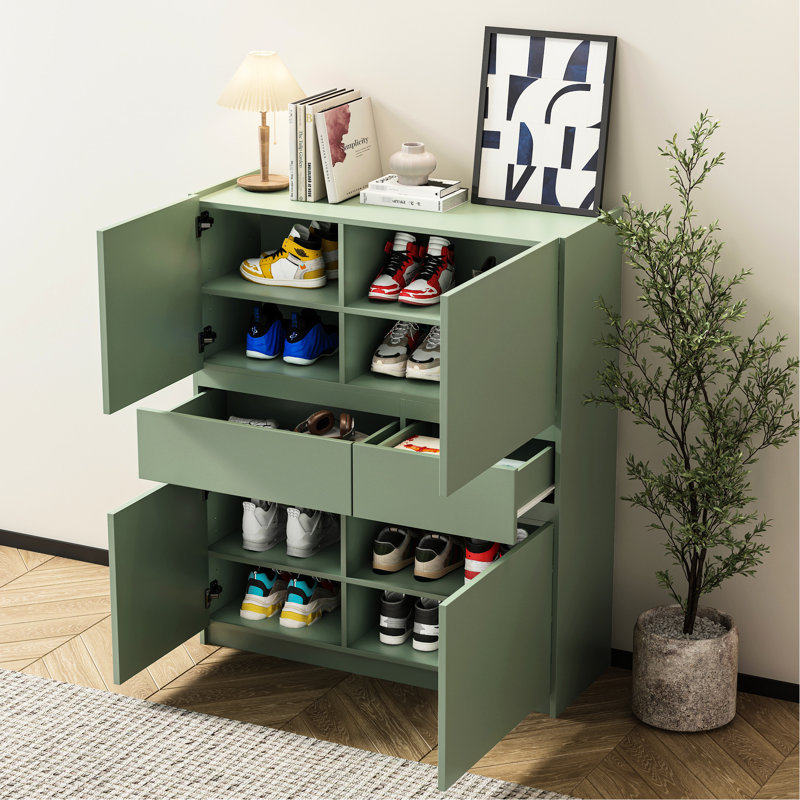 Armoire de rangement en bois avec 4 portes et 2 tiroirs pour articles quotidiens