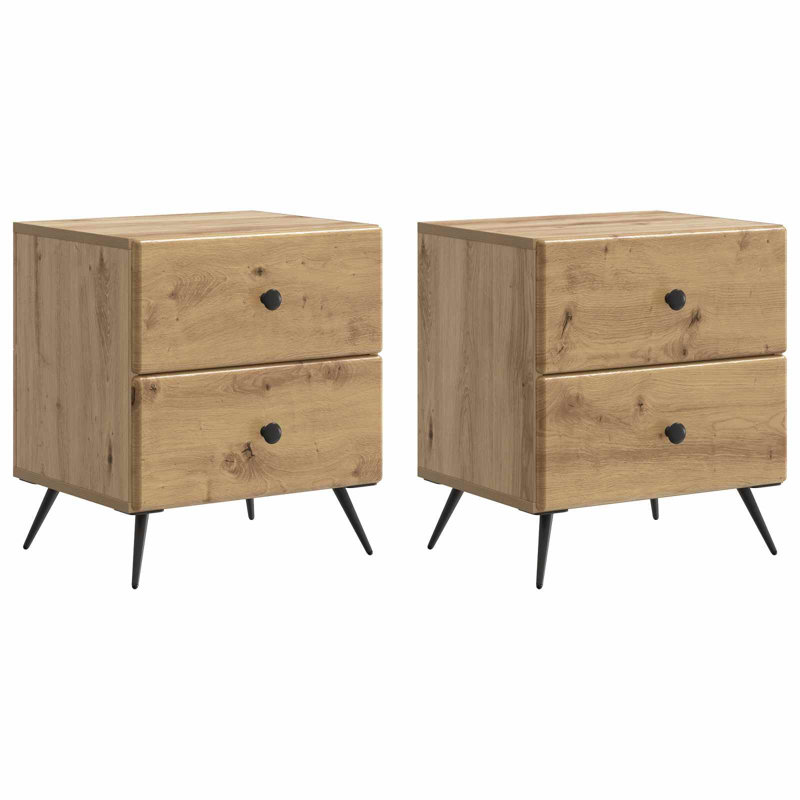 43cm W Manufactured Wood Bedside Table, Artisan Oak