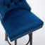 Chaises de bar pivotantes avec siège en velours et grands tabourets à boutons 2 pièces bleu marine recouvrant une base solide, paire
