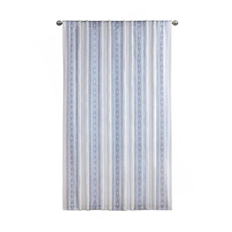 Panneau de rideau imprimé poly avec rayure et doublure touffetées 50 x 84 po