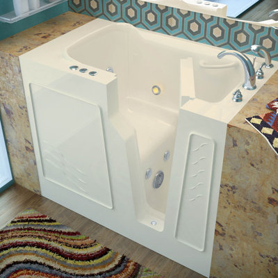 Prairie 45.75'' x 26'' Alcove / Tile In Whirlpool Fiberglass Bathtub with Faucet