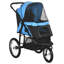 Poussette stable à 3 roues pour petits chiens / chats de taille moyenne, avec auvent réglable bleu-132273644