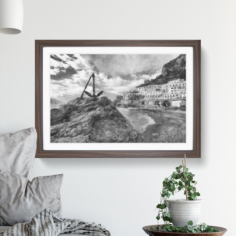 Amalfi Coast in Italy - Picture Frame Graphic Art, Walnut Framed, 36cm H x 48cm W x 2cm D