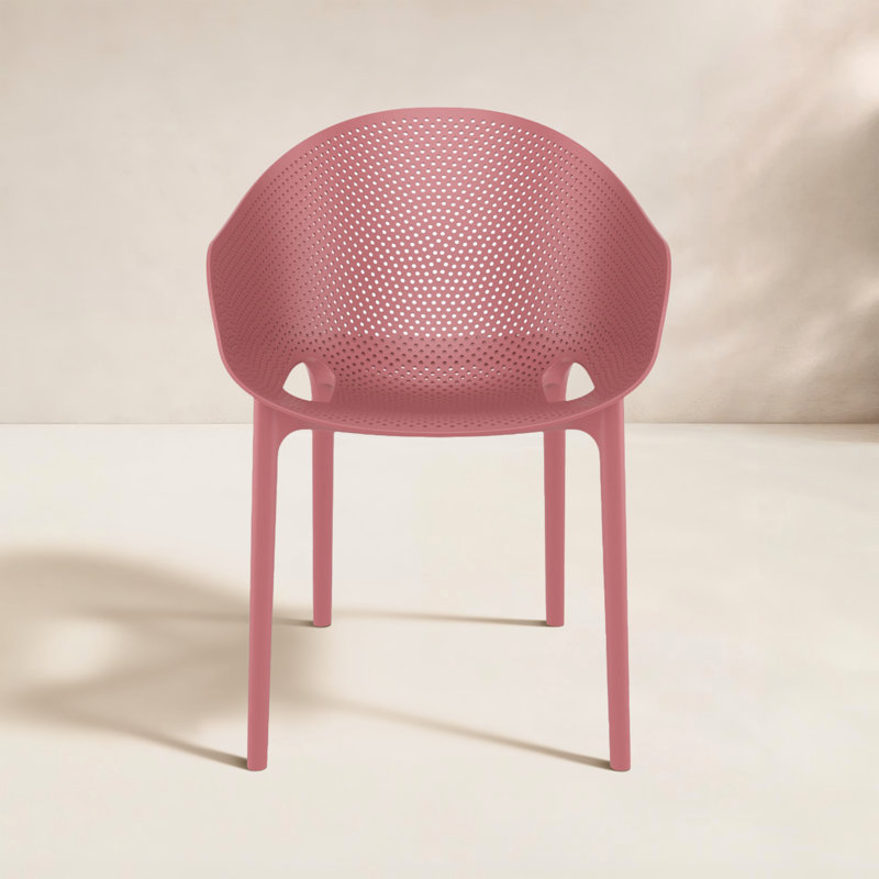 Farrah Stacking Patio Dining Armchair, Marsala