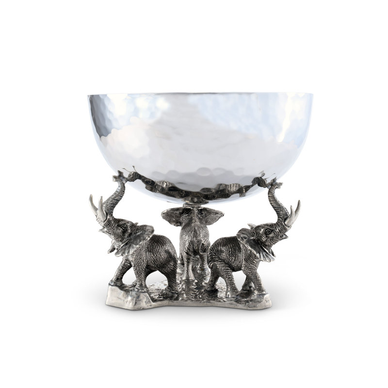 Safari Nut Bowl with 3 Pewter Elephant Base