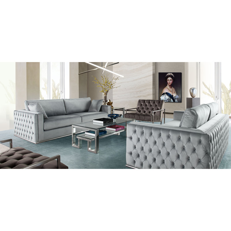 Envy 72'' Velvet Sofa, 32" H x 91" W x 40" D, 3