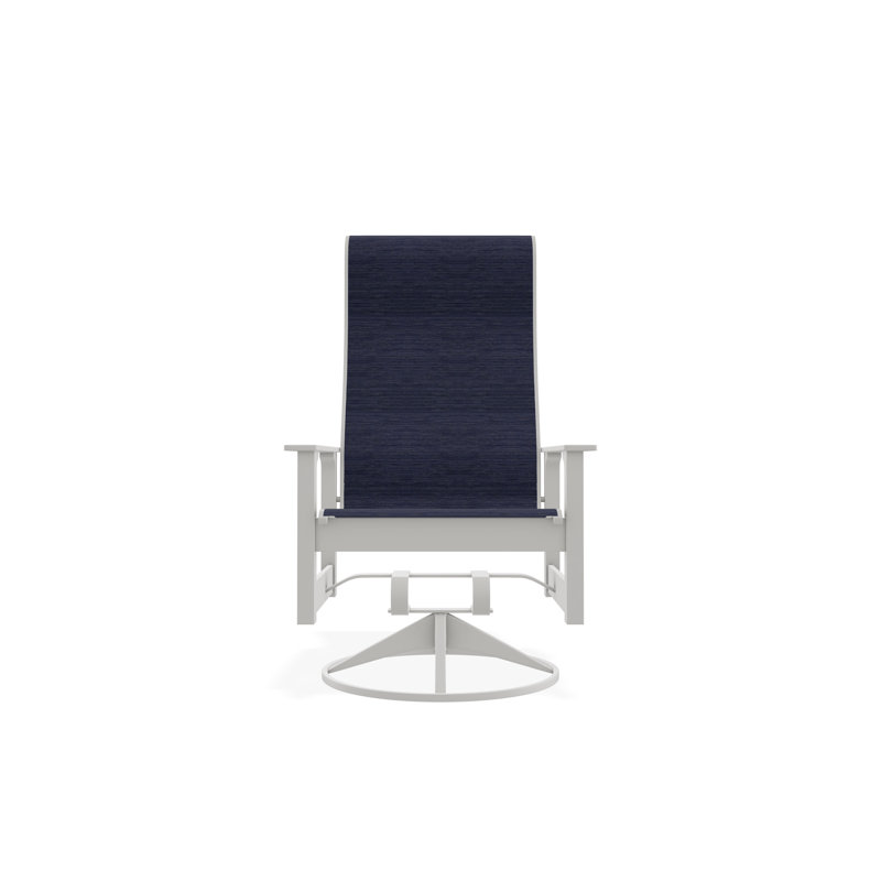 Chaise berçante pivotante en polyester de qualité marine Leeward Sling, Snow, Indigo Collect