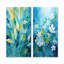 Ensemble de salon art mural bleu et blanc avec plantes tropicales Mirage I - Jungle-392020976-392020983