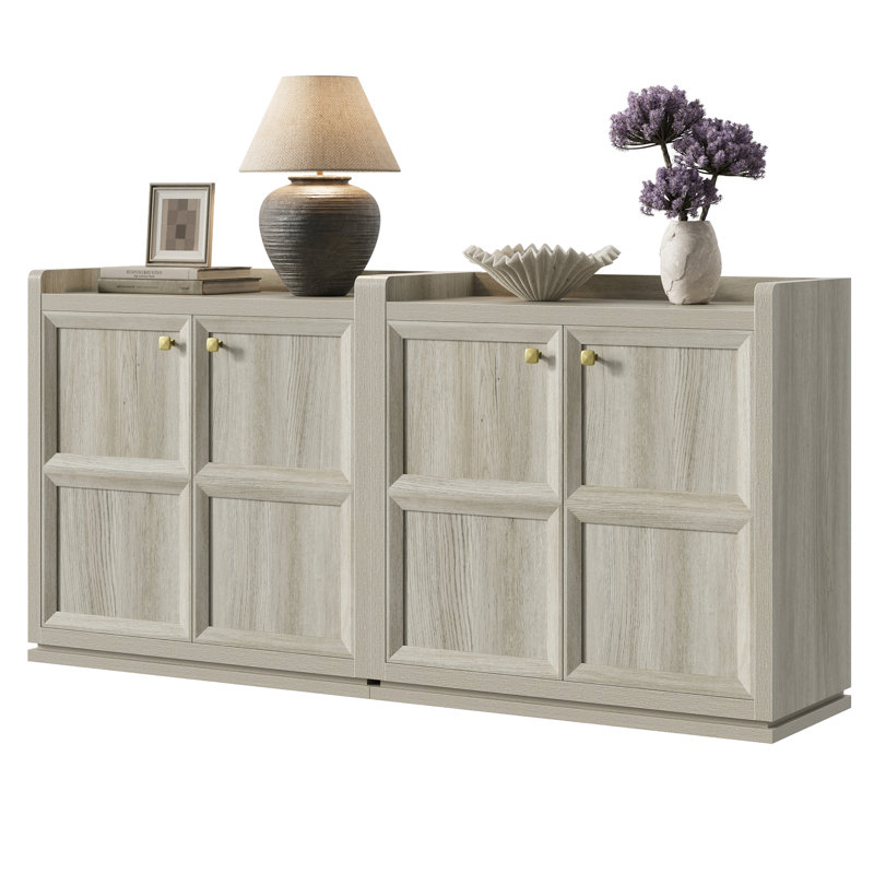 33.7'' Sideboard With Adjustable Shelf and  3D - Design, Gray White Oak